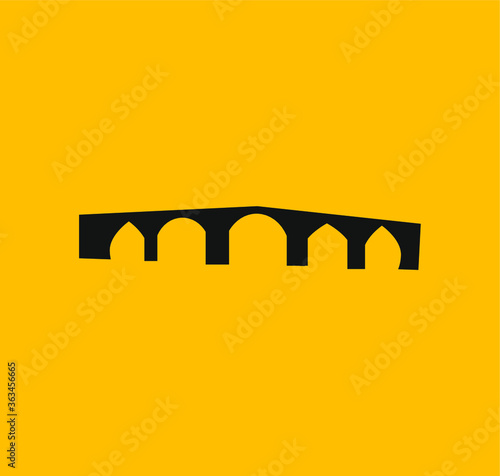 silhouette roman bridge of orense city in spain