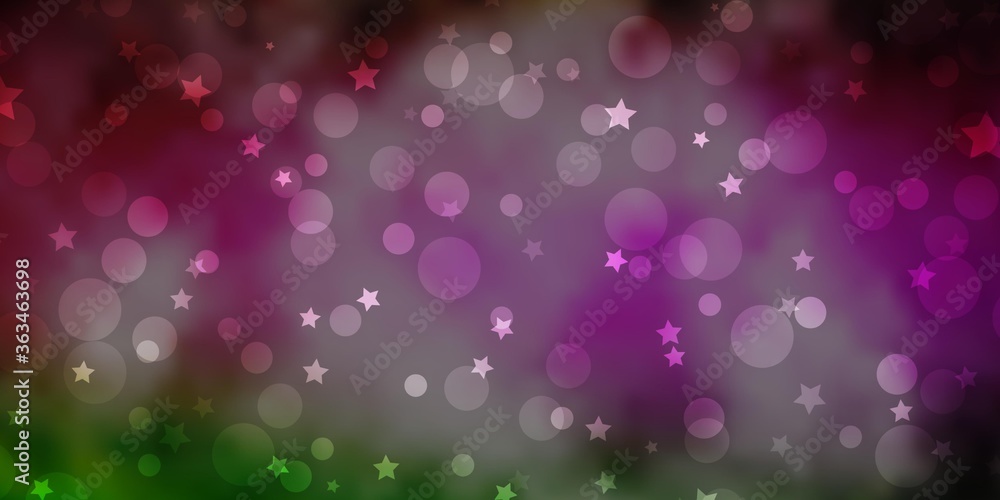 Light Pink, Green vector background with circles, stars. Glitter abstract illustration with colorful drops, stars. Pattern for trendy fabric, wallpapers. Light Pink, Green vector background with circles, stars. Glitter abstract illustration with colorful drops, stars. Pattern for trendy fabric, wallpapers.