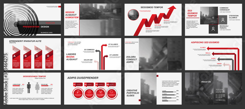 Elements of infographics for presentations templates. Leaflet, Annual report, book cover design. Brochure, layout, Flyer layout template design. Vector red Illustration.