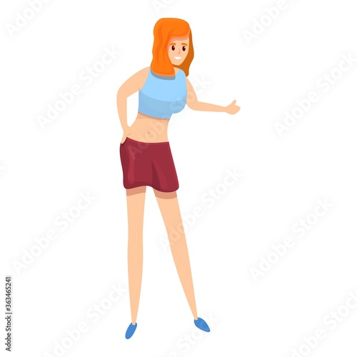 Sexy girl hitchhiking icon. Cartoon of sexy girl hitchhiking vector icon for web design isolated on white background
