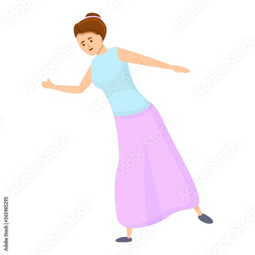 Girl autostop icon. Cartoon of girl autostop vector icon for web design isolated on white background