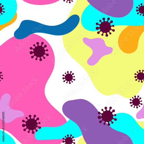 Colorful seamless pattern with coronavirus moleculas. Vector illustration