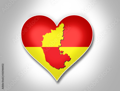 Karnataka fall hear shape, we love Karnataka, Karnataka state flag photo