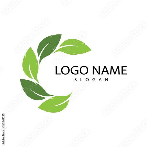 Logos of green Tree leaf ecology nature element