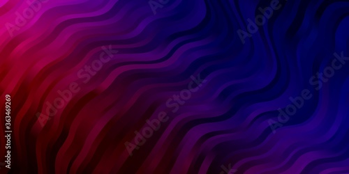 Dark Blue, Red vector pattern with curved lines. Colorful geometric sample with gradient curves. Template for your UI design.