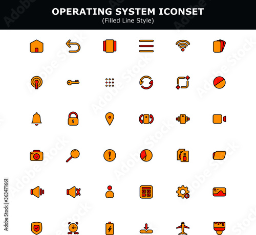 Filled line iconset Operting system for android and ios