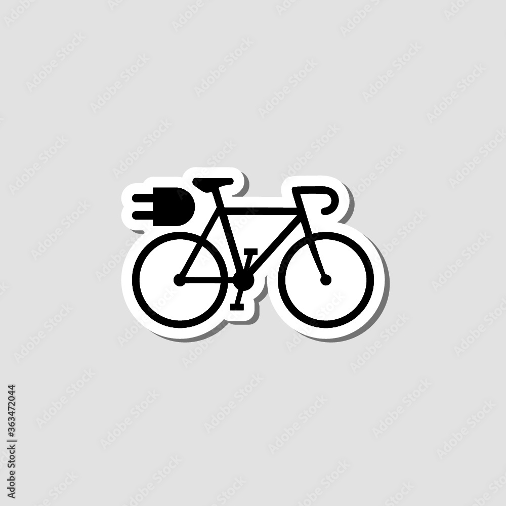 E Bike, Electric bike sticker isolated on gray background E Bike, Electric bike sticker isolated on gray background