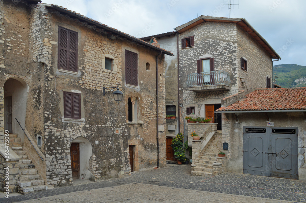 A street in the medieval town of Sermoneta, in the Lazio region.
