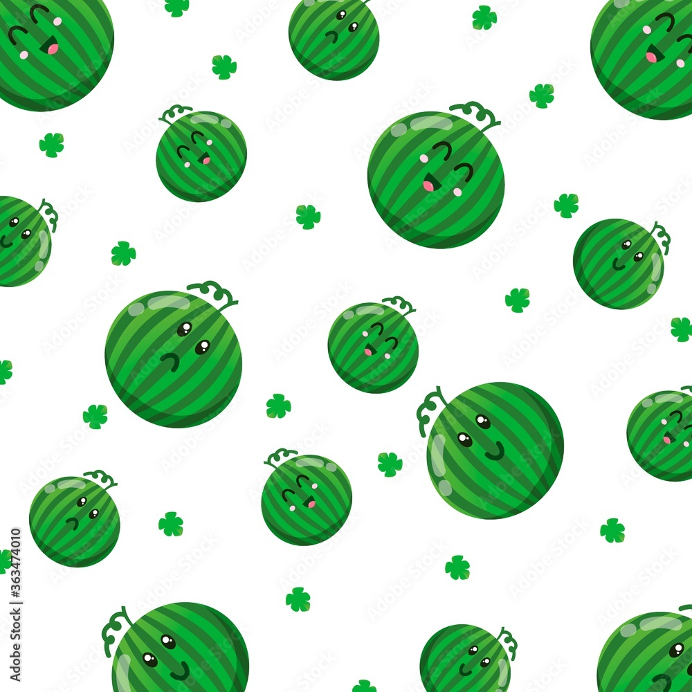 Cute watermelon character pattern vector Cute watermelon character pattern vector