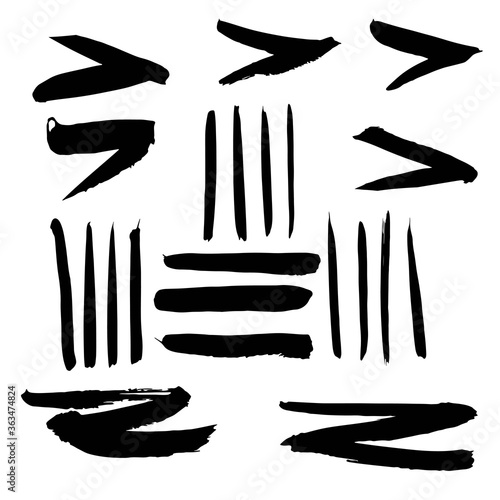  Abstract strokes of  black brush strokes on a white background