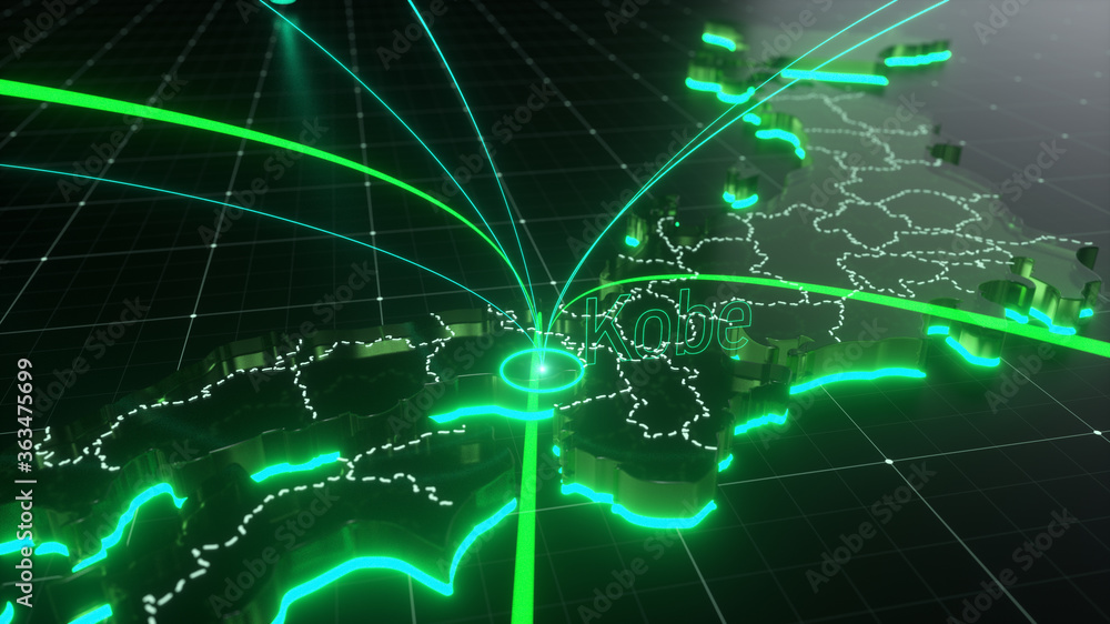 Fototapeta premium Network and Connection city of Osaka 01