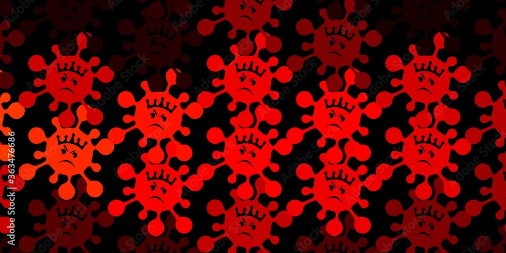Dark red, yellow vector pattern with coronavirus elements. Dark red, yellow vector pattern with coronavirus elements.