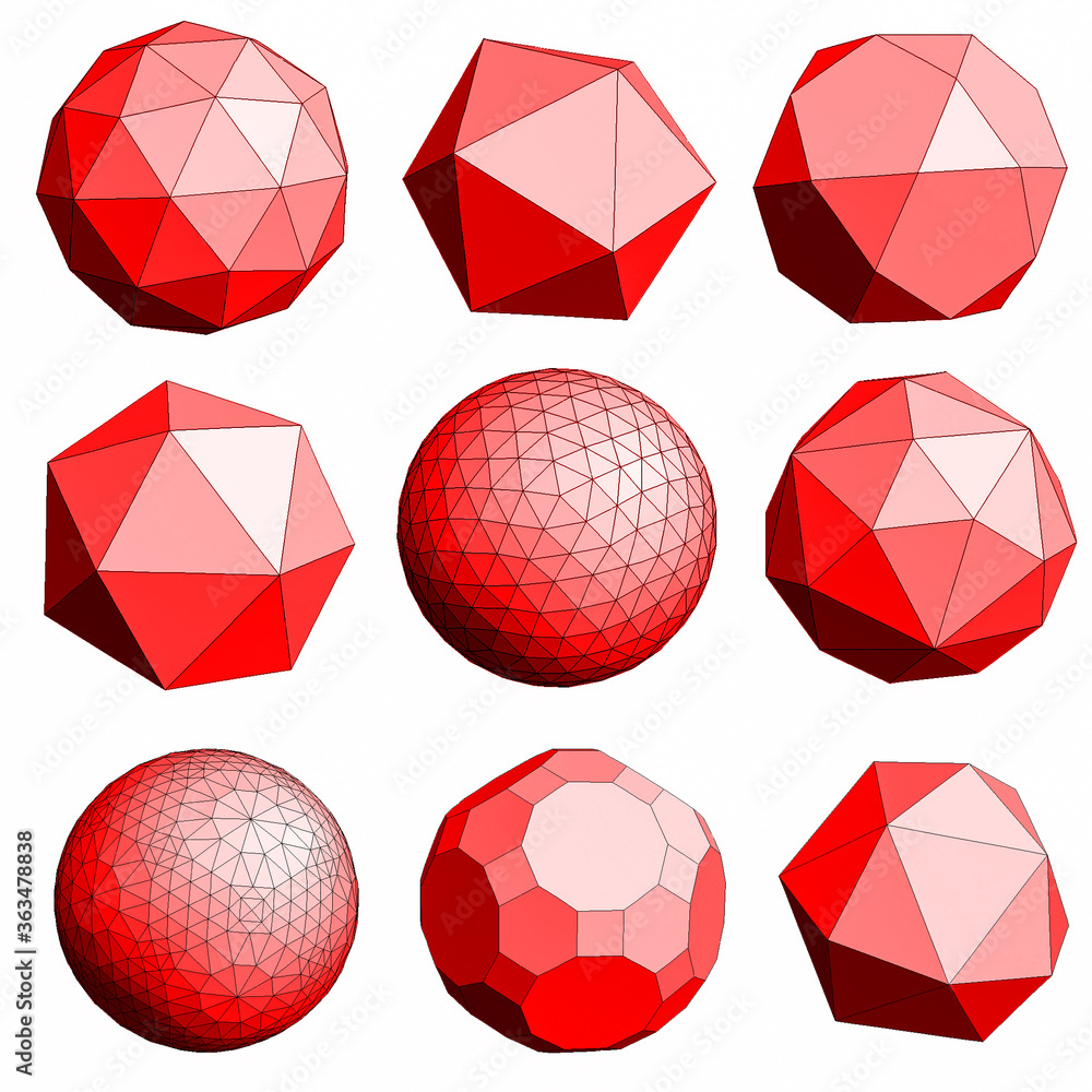 Abstract polygonal geometric shapes set. low poly and minimal style. Abstract polygonal geometric shapes set. low poly and minimal style.