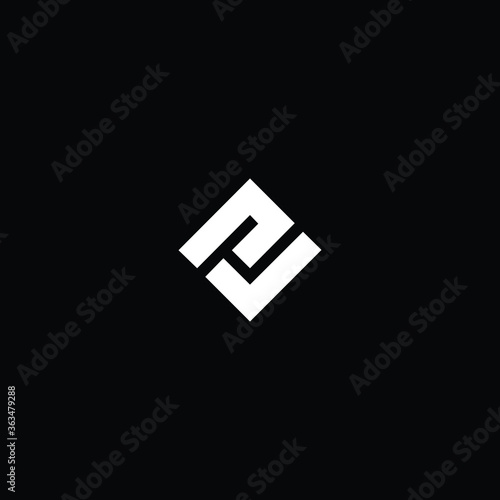 Minimal elegant monogram art logo. Outstanding professional trendy awesome artistic PJ JP PV VP initial based Alphabet icon logo. Premium Business logo white color on black background