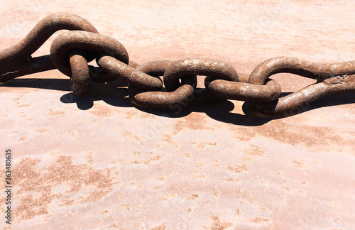 old rusty chain on the roof of the attic
