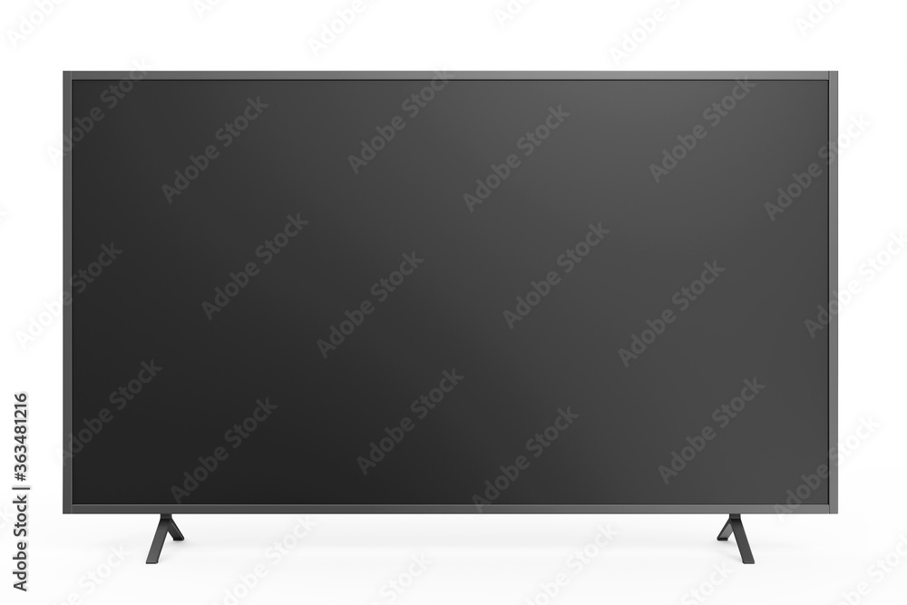 Front View of Modern Large flat-screen TV with blank screen isolated on white background Front View of Modern Large flat-screen TV with blank screen isolated on white background