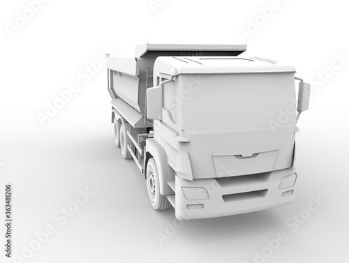 3D Truck trailer white rendering