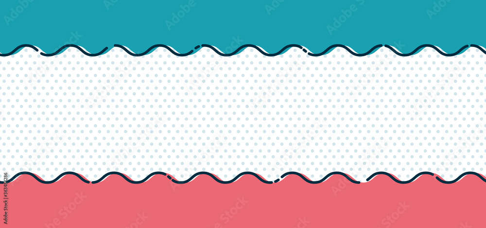 Abstract blue and pink wave line on polka dot background and texture minimal style. Abstract blue and pink wave line on polka dot background and texture minimal style.