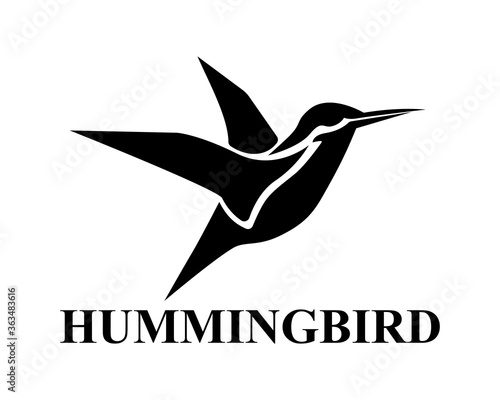 black Vector illustration on a white background of flying hummingbirds. Suitable for making logos.