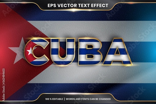Editable text effect - Cuba with its national country flag