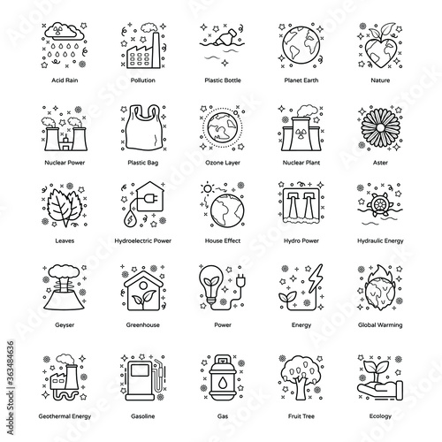 
Pack of Ecology Line Icons 
