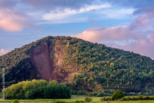 Beautiful sunrise in the countryside (Garrotxa Natural Park, Croscat Volcano, Catalonia, Spain)