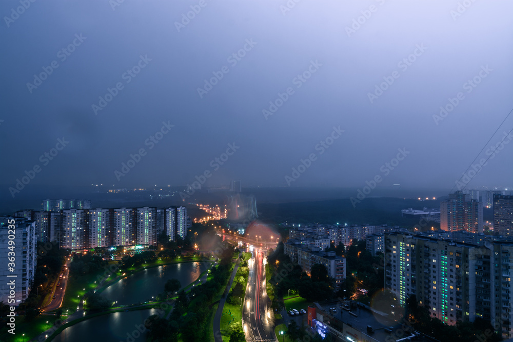 Bright aky due to lightning at night Moscow Bright aky due to lightning at night Moscow