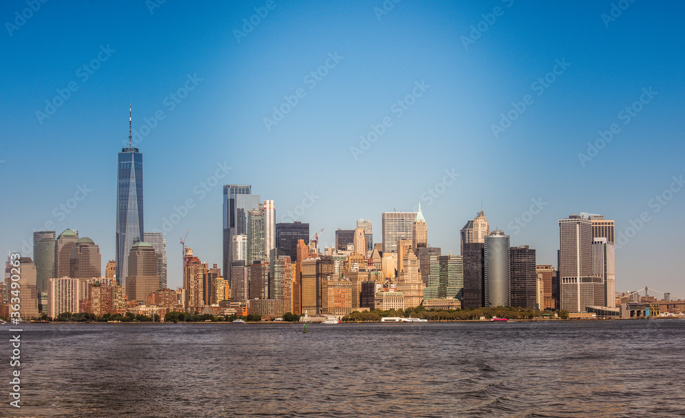 View of Manhattan from the water in New York, USA