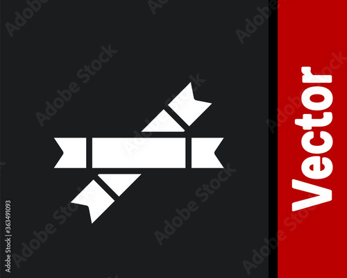 White Sugar stick packets icon isolated on black background. Blank individual package for bulk food products as coffee, salt, spices. Vector Illustration.