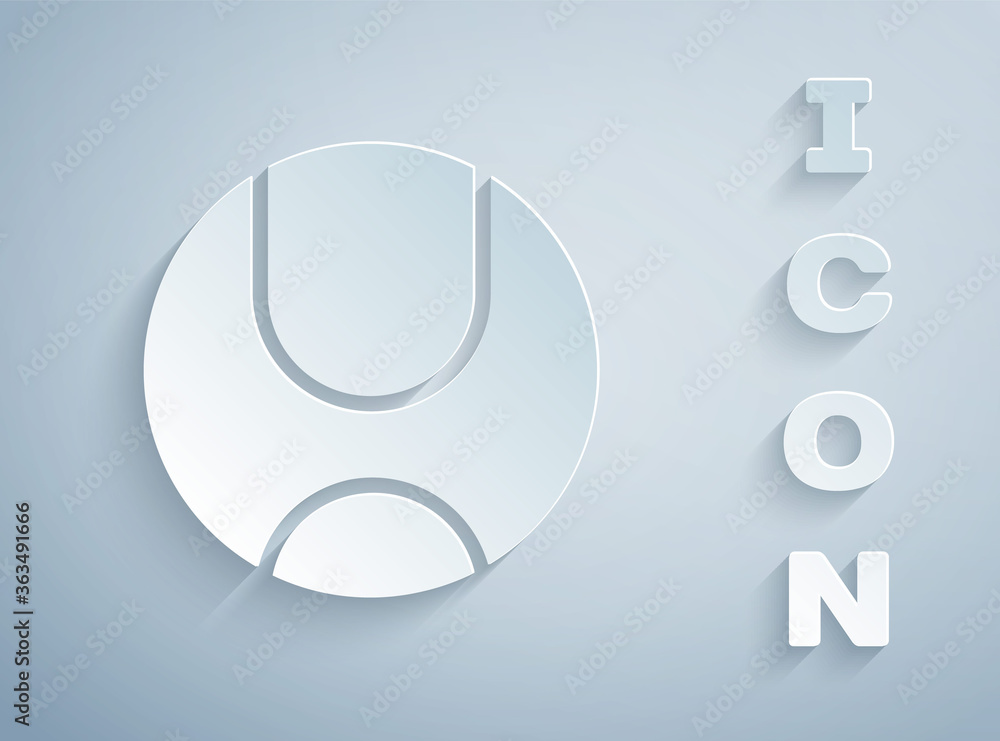 Paper cut Tennis ball icon isolated on grey background. Sport equipment. Paper art style. Vector Illustration. Paper cut Tennis ball icon isolated on grey background. Sport equipment. Paper art style. Vector Illustration.