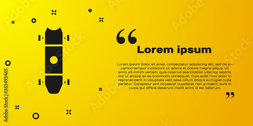 Black Longboard or skateboard cruiser icon isolated on yellow background. Extreme sport. Sport equipment. Vector Illustration.