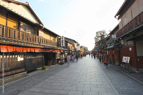 Fényképezés The Gionmachi Minamigawa district in Gion, Kyoto, Japan.
