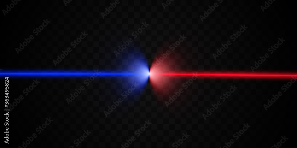 Bright beautiful laser beams on a transparent background. Scanner laser.