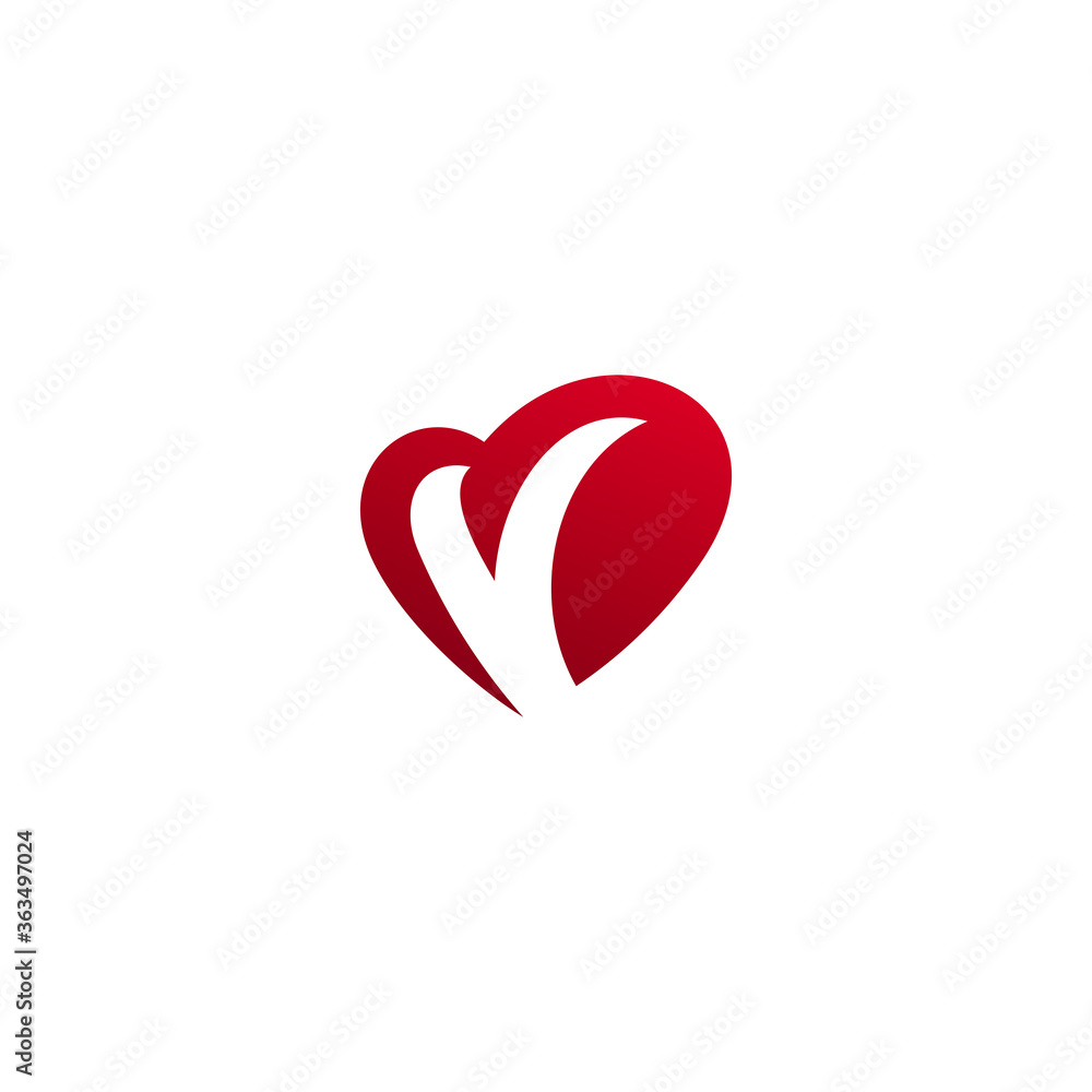 initial letter V logo and love design template initial letter V logo and love design template