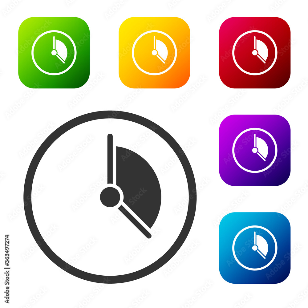 Black Time Management icon isolated on white background. Clock sign. Productivity symbol. Set icons in color square buttons. Vector Illustration. Black Time Management icon isolated on white background. Clock sign. Productivity symbol. Set icons in color square buttons. Vector Illustration.