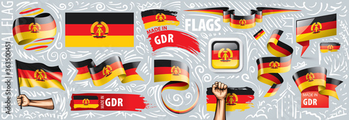 Vector set of the national flag of GDR in various creative designs