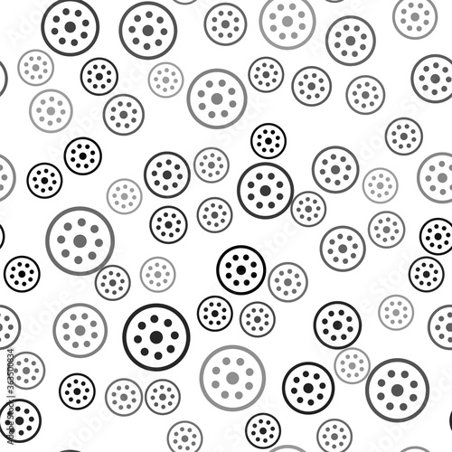 Black Sewing button for clothes icon isolated seamless pattern on white background. Clothing button. Vector Illustration.