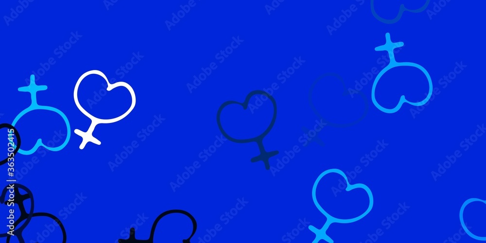 Plakat Light BLUE vector backdrop with woman's power symbols.