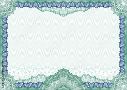 Classic guilloche border frame for diploma or certificate, money ornament / vector/ A4 vertical / CMYK color / Layers are separated! Editing is easy