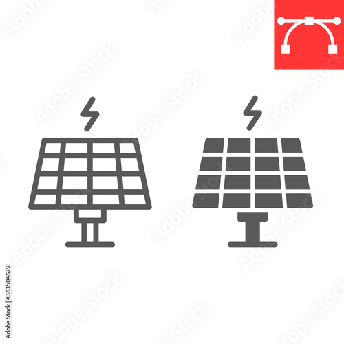 Solar panel line and glyph icon, energy and ecology, sun solar panel sign vector graphics, editable stroke linear icon, eps 10. photo