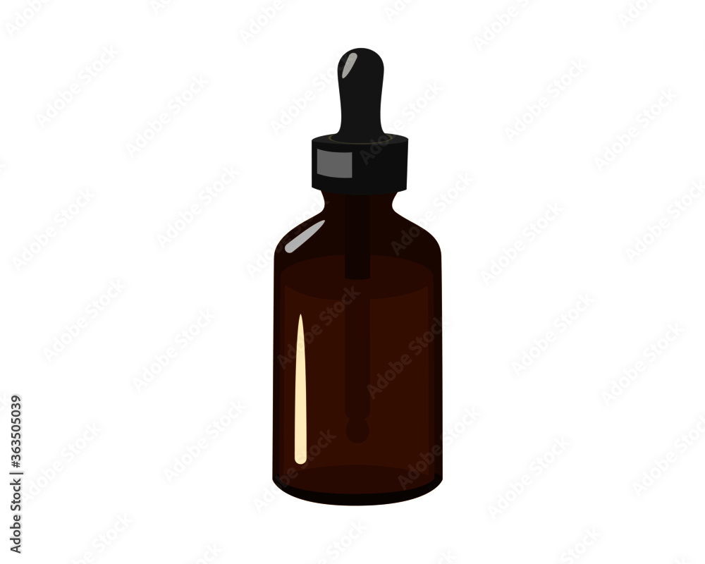 Mockup small brown transparent bottle of essential oil with dropper realistic vector illustration. Mockup small brown transparent bottle of essential oil with dropper realistic vector illustration.