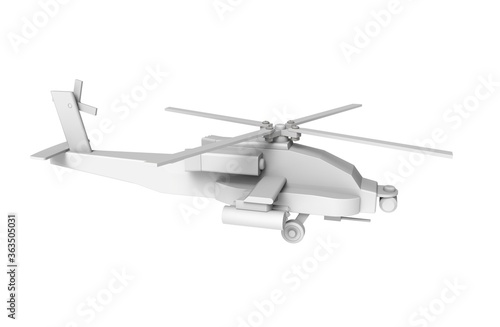 White 3D rendering helicopter toy model
