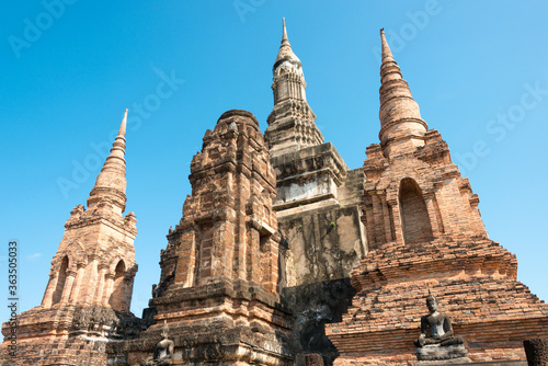 Wat Mahathat in Sukhothai Historical Park  Sukhothai  Thailand. It is part of the World Heritage Site - Historic Town of Sukhothai and Associated Historic Towns.