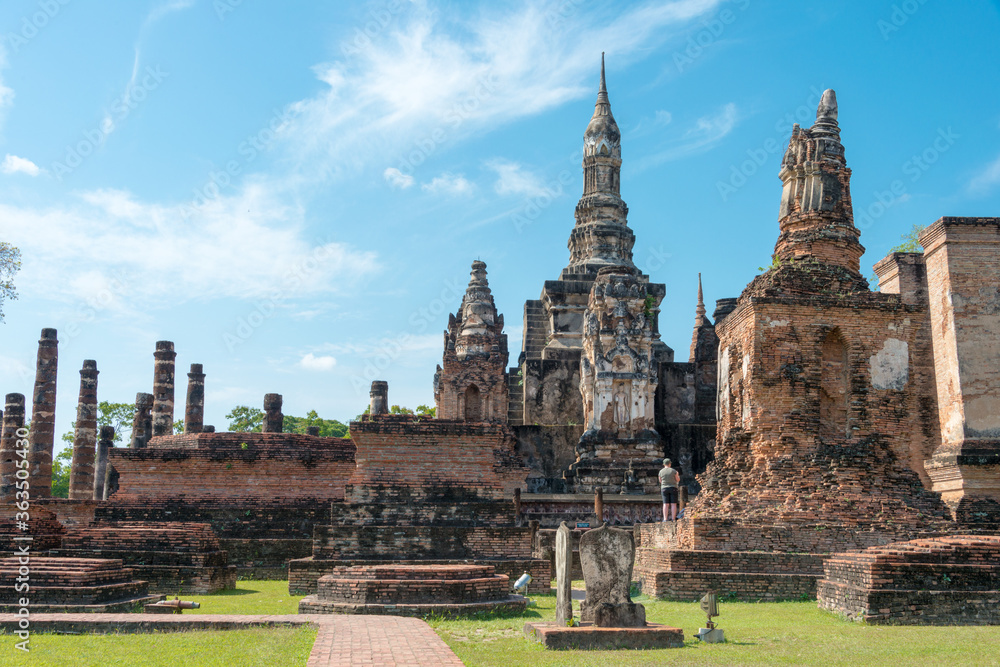 Wat Mahathat in Sukhothai Historical Park, Sukhothai, Thailand. It is part of the World Heritage Site - Historic Town of Sukhothai and Associated Historic Towns.