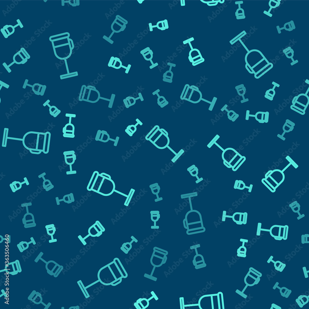Green line Irish coffee icon isolated seamless pattern on blue background. Vector Illustration. Green line Irish coffee icon isolated seamless pattern on blue background. Vector Illustration.