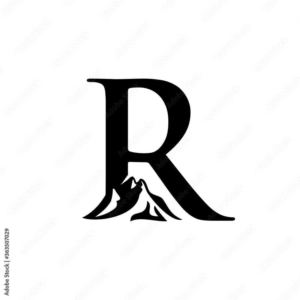 Letter R Mountain Logo Design Vector Letter R Mountain Logo Design Vector