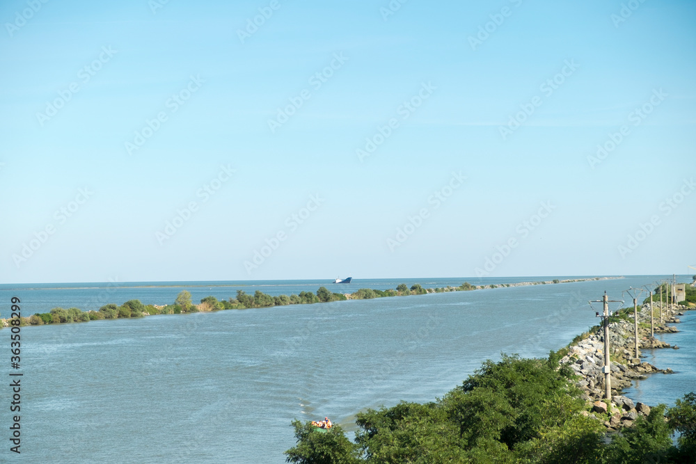 Ship wreck on a channel in the Black Sea,  near Danube Delta,  Romania