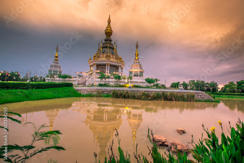 Wat Thung Setti-Khon Kaen: June 16, 2020, the atmosphere inside the temple has large sculptures, statues, DJs in the middle of the water, allowing tourists to come to make merit in Thailand © bangprik