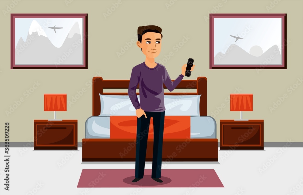 The guest in the hotel room calls the maid, orders food, cleaning, taxi. He calls on the phone. The guest in the hotel room calls the maid, orders food, cleaning, taxi. He calls on the phone.