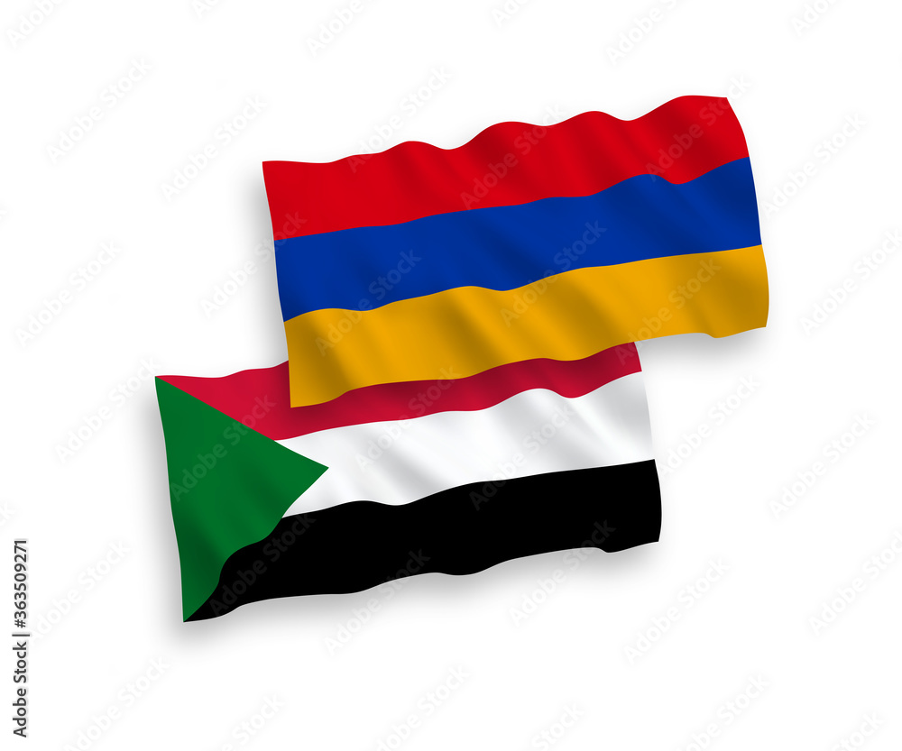 Flags of Sudan and Armenia on a white background Flags of Sudan and Armenia on a white background